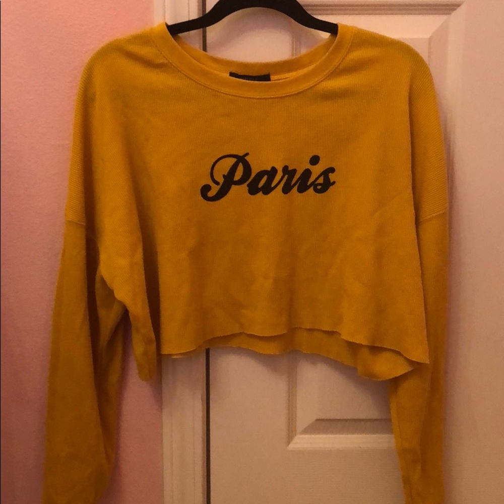 Yellow long sleeve crop top from forever 21.